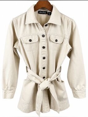 Dizzy Lizzy Cream Cotton Belted Utility Safari Jacket Size S